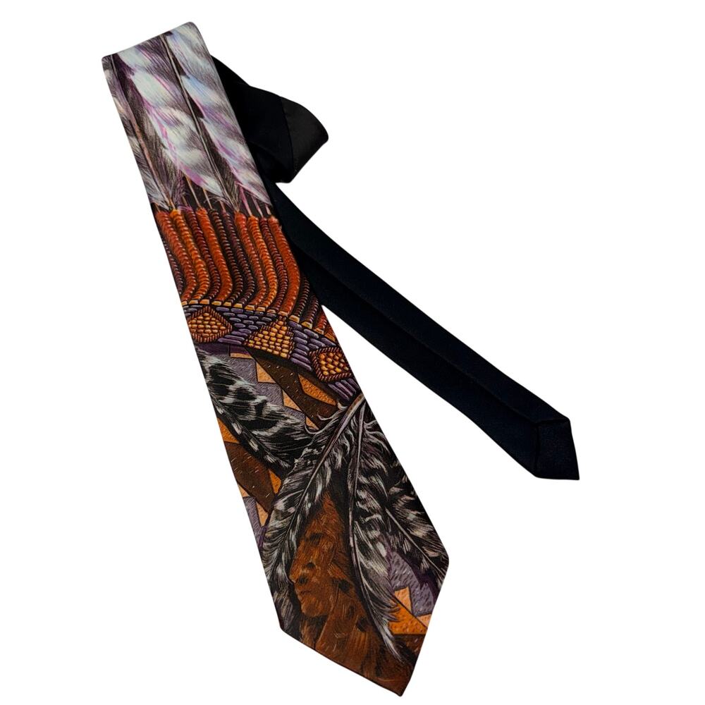 Ralph Marlin Headdress Neck Tie Native American Vintage